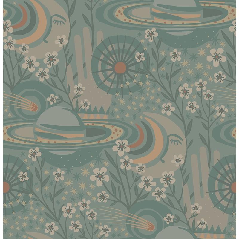 PLS4209 Pip &amp; Lo Teal Ethereal Cosmos Peel &amp; Stick Wallpaper by NuWallpaper