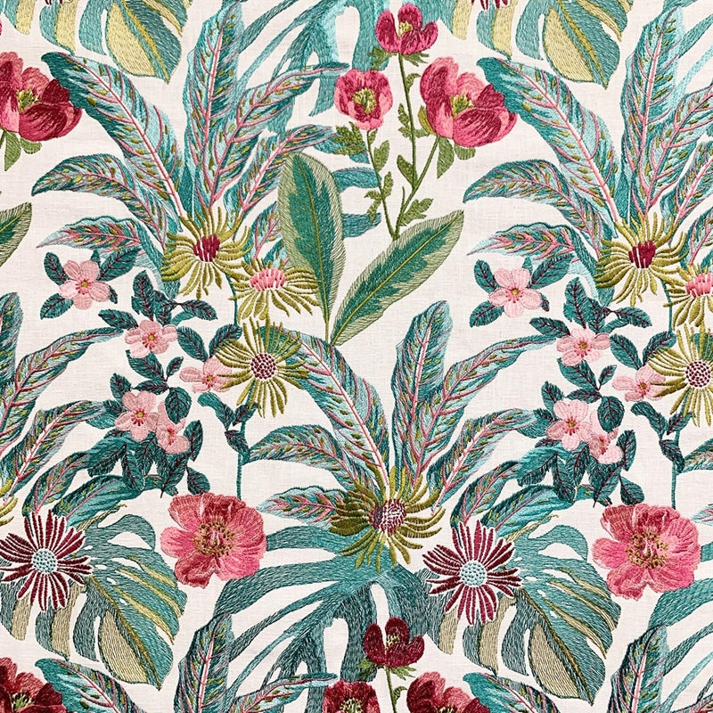 Sample 10341 Olga Island, Aqua/Teal, Pink by Magnolia Fabric