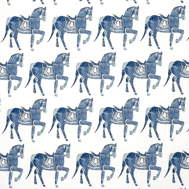 View 179130 Marwari Horse Navy by Schumacher Fabric