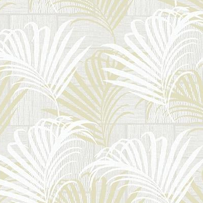 View CT40410 The Avenues White Leaves by Seabrook Wallpaper