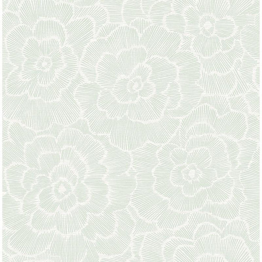 Order 2969-26040 Pacifica Periwinkle Green Textured Floral Green A-Street Prints Wallpaper