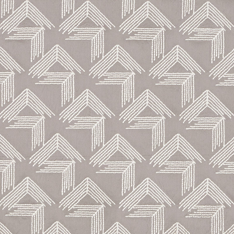 Save 69434 V Step Pale Grey by Schumacher Fabric
