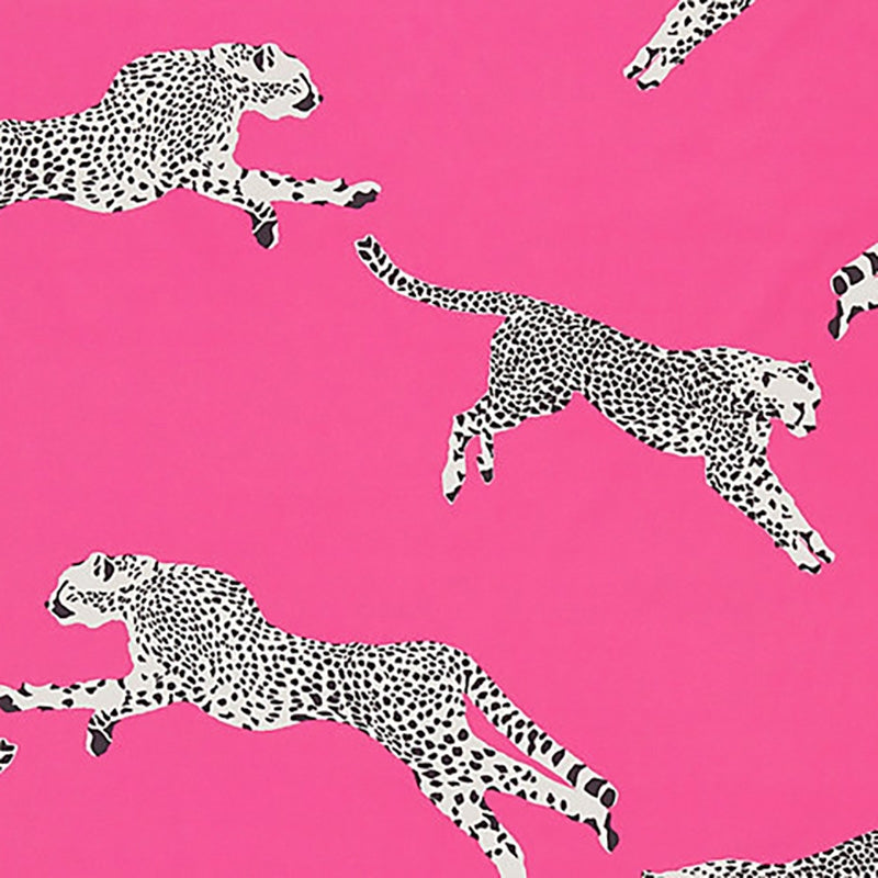 Sample SC 000316634 Leaping Cheetah Cotton Print, Bubblegum by Scalamandre Fabric