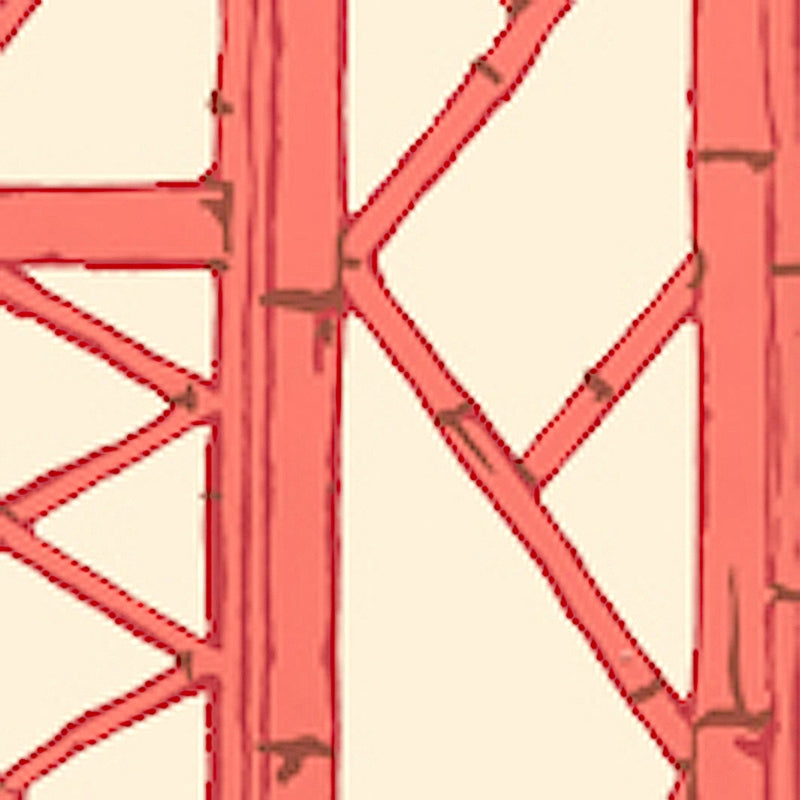 Sample 6020W-04 Lyford Trellis, Beige Tangerine Red Merlot on Cream by Quadrille Wallpaper