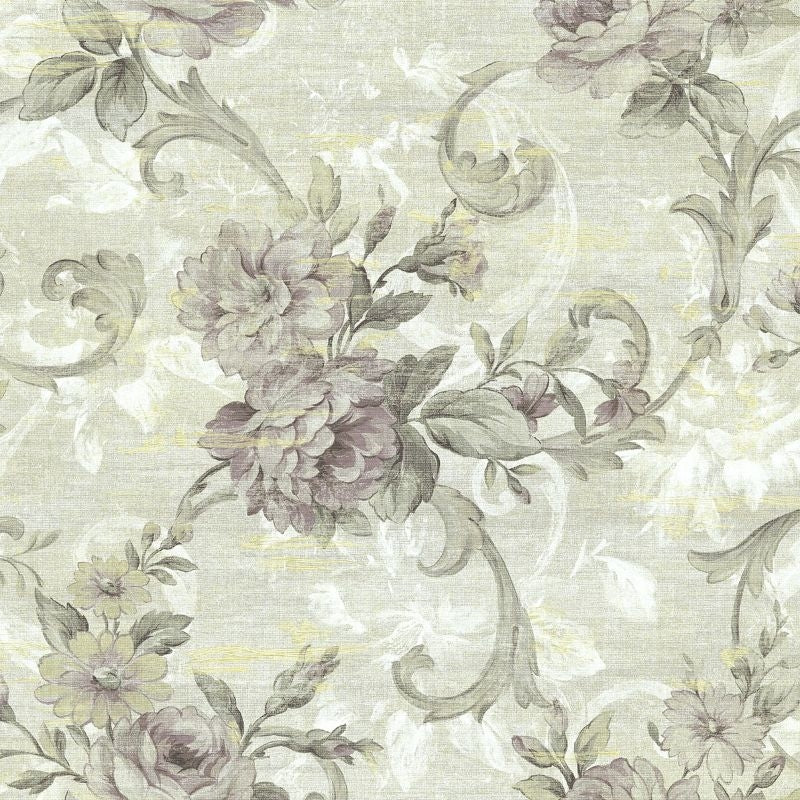 Shop AR31209 Nouveau Large Floral Scroll by Wallquest Wallpaper