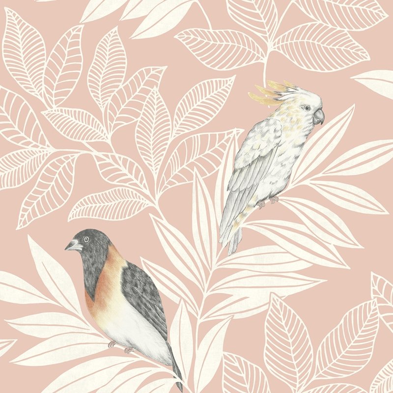 Find RY30101 Boho Rhapsody Paradise Island Birds Pink by Seabrook Wallpaper