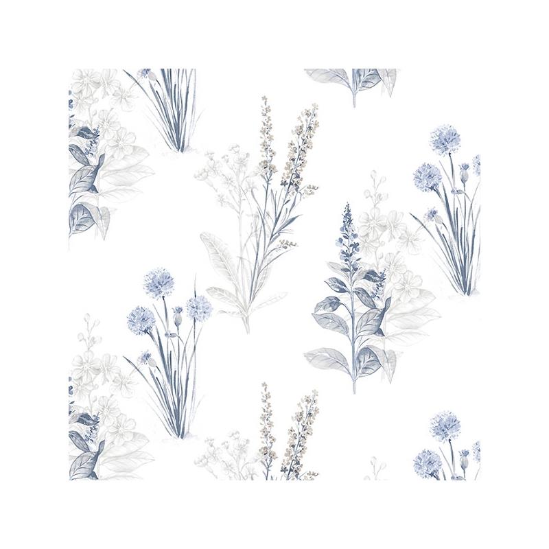 Sample AF37716 Flourish Abby Rose 4, Blue Flora Wallpaper by Norwall