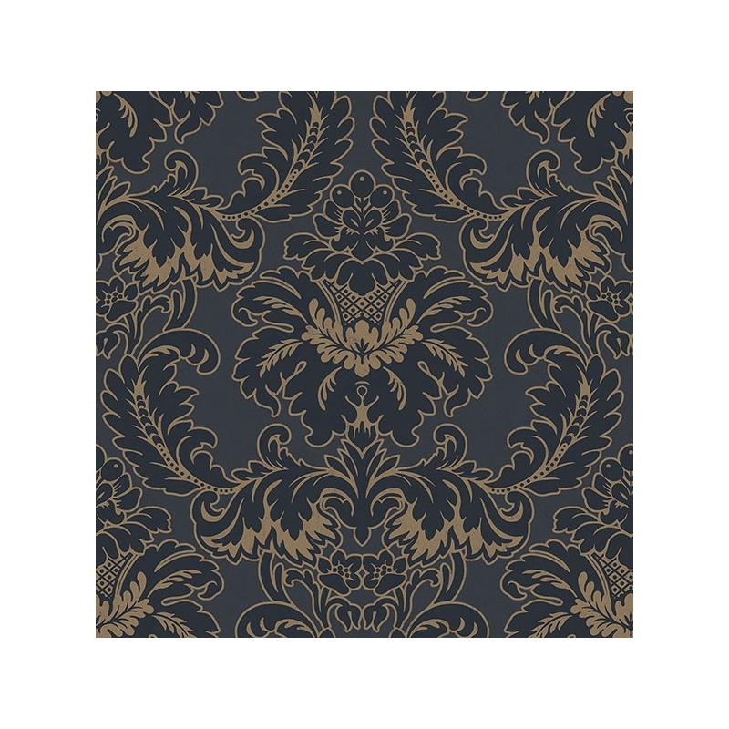 Sample M1704 Archive Collection, Windsor Blue Damask Wallpaper by Brewster