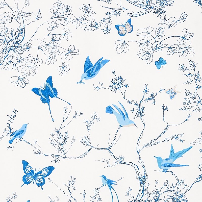 Purchase sample of 174761 Birds and Butterflies, Porcelain by Schumacher Fabric