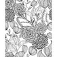 Sample NUS3501 Black Secret Garden, Flowers Peel and Stick Wallpaper