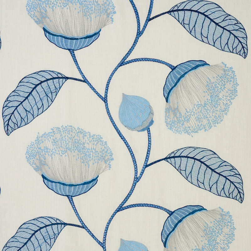 Purchase sample of 78301 Celinda Embroidery, Blue by Schumacher Fabric