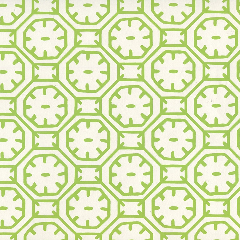 Sample 8150WP-05 Ceylon Batik, Jungle Green On Almost White by Quadrille Wallpaper