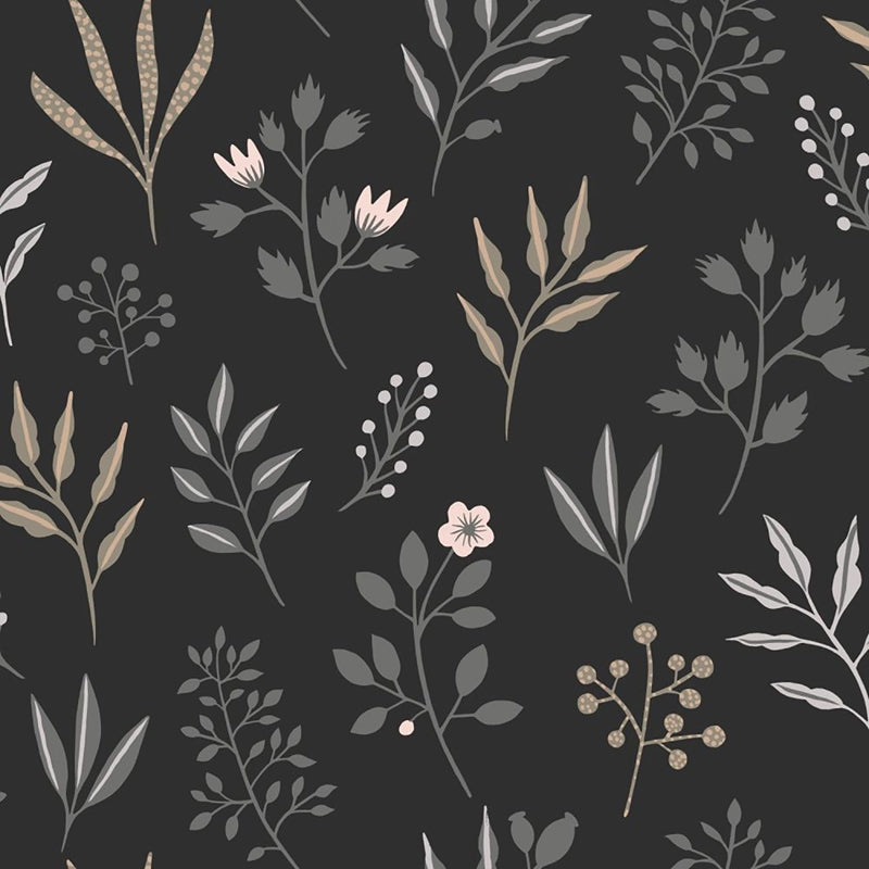 Sample DD139083 Design Department, Cynara Charcoal Scandinavian Floral Wallpaper by Brewster