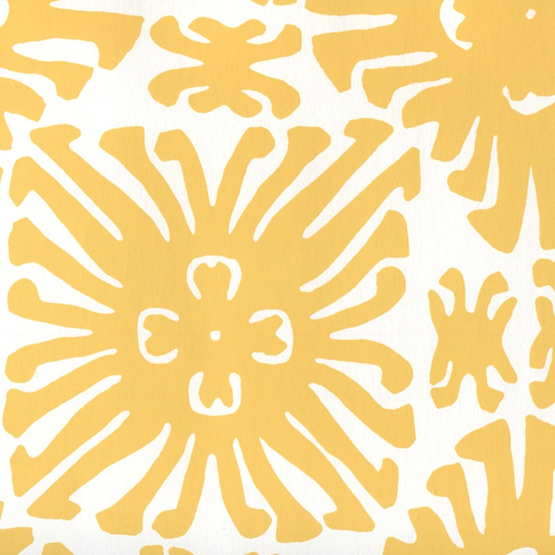 Sample 2475WP-03 Sigourney Small Scale, Yellow on White by Quadrille Wallpaper