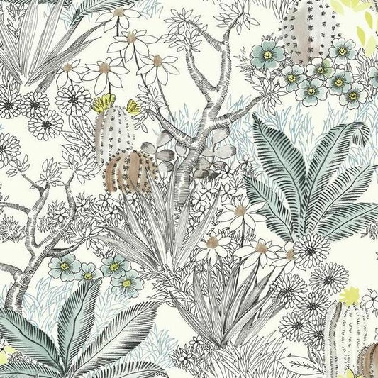 View ON1611 Outdoors In Flowering Desert color Black Floral by York Wallpaper