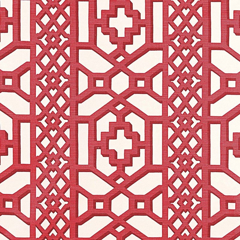 Purchase sample of 175732 Zanzibar Trellis Chintz, Lacquer by Schumacher Fabric