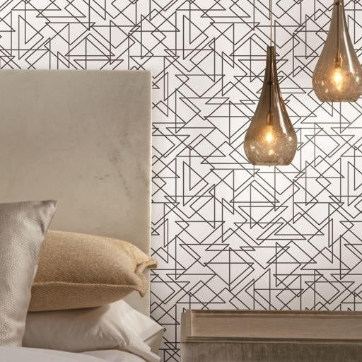 Shop Psw1060Rl Geometrics Geometric Black Peel And Stick Wallpaper