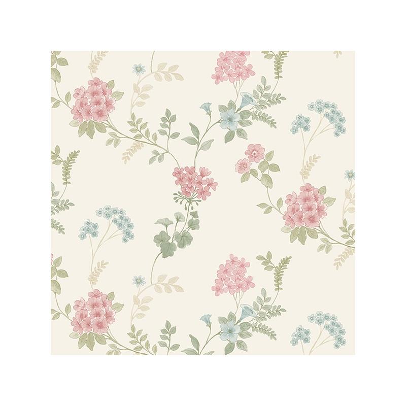 Sample AF37734 Flourish Abby Rose 4, Pink Fern Floral Wallpaper by Norwall