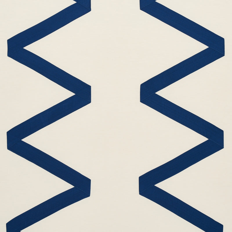 Purchase sample of 69695 Legere Linen Silk Applique, Cobalt On Ivory by Schumacher Fabric