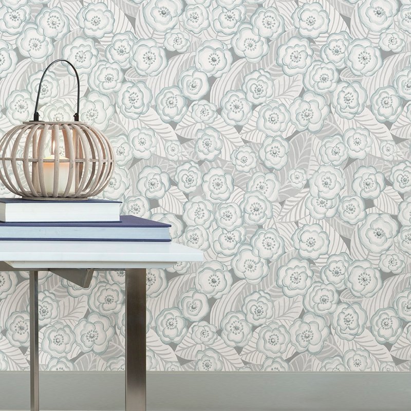 Find Nus3162 Oopsie Daisy Grey Flowers Peel And Stick Wallpaper