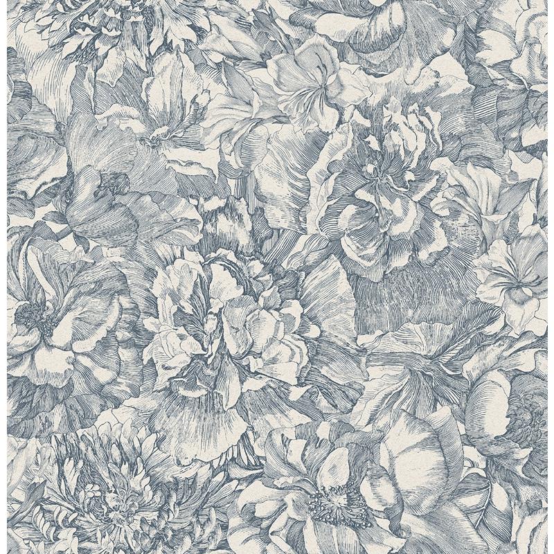 Sample 307343 Museum, Auguste Navy Floral Wallpaper by Eijffinger