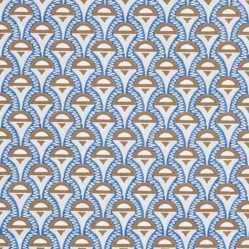 Purchase 5012081 Abelino Blue and Brown Schumacher Wallcovering Wallpaper