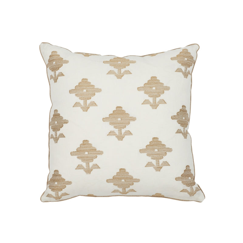 So7416004 | Rubia Embroidery 18" Pillow, Ivory - Schumacher Pillows