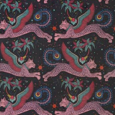 Looking F1478/03 Lynx Velvet Navy Animal/Insect by Clarke And Clarke Fabric