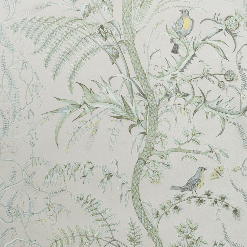 Looking BR-69518.1111 Bird And Thistle Silver by Brunschwig Fils
