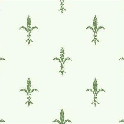 Search KT2194 Ronald Redding 24 Karat Fleur De Lis Wallpaper White/Green by Ronald Redding Wallpaper