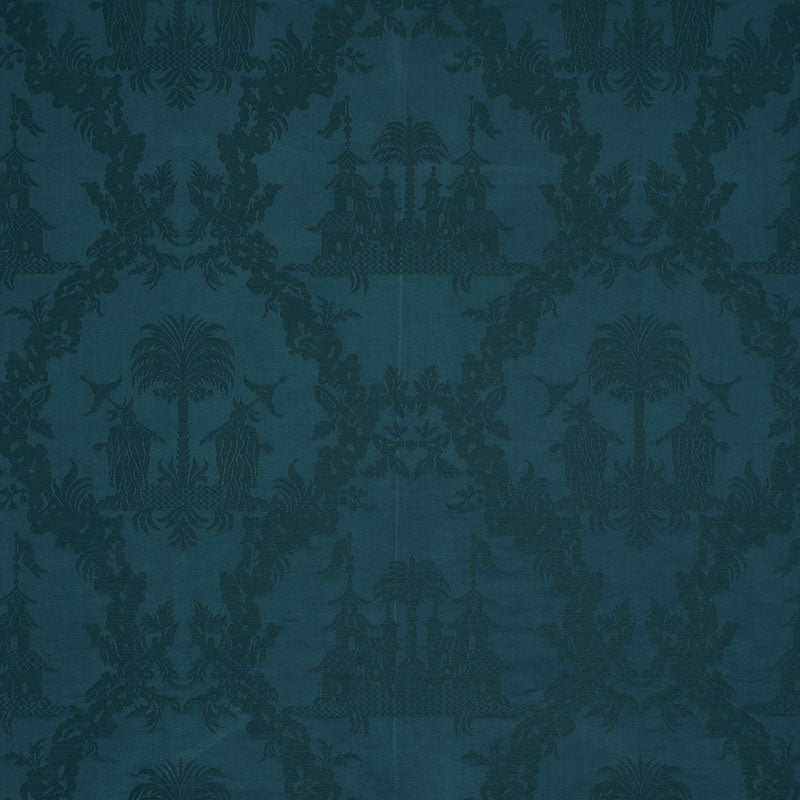 Purchase sample of 71830 Chinoiserie Royale, Peacock by Schumacher Fabric