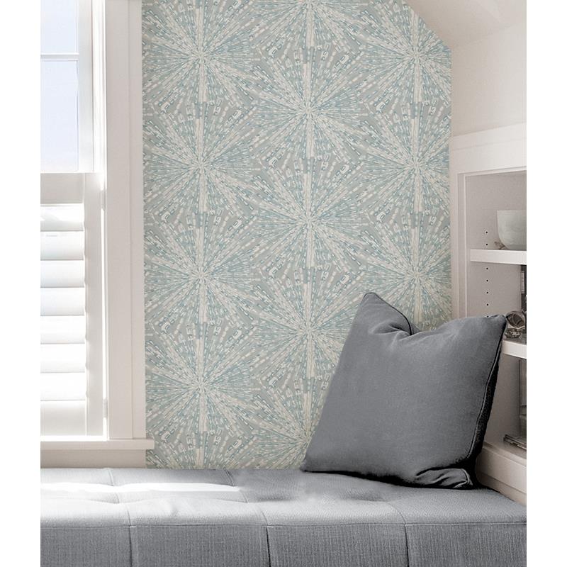 LLS4118 Lisa Love Grey Blue Sunburst Peel &amp; Stick Wallpaper by NuWallpaper5