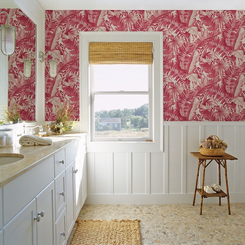 Purchase 2969-26054 Pacifica Alfresco Pink Tropical Palm Pink A-Street Prints Wallpaper