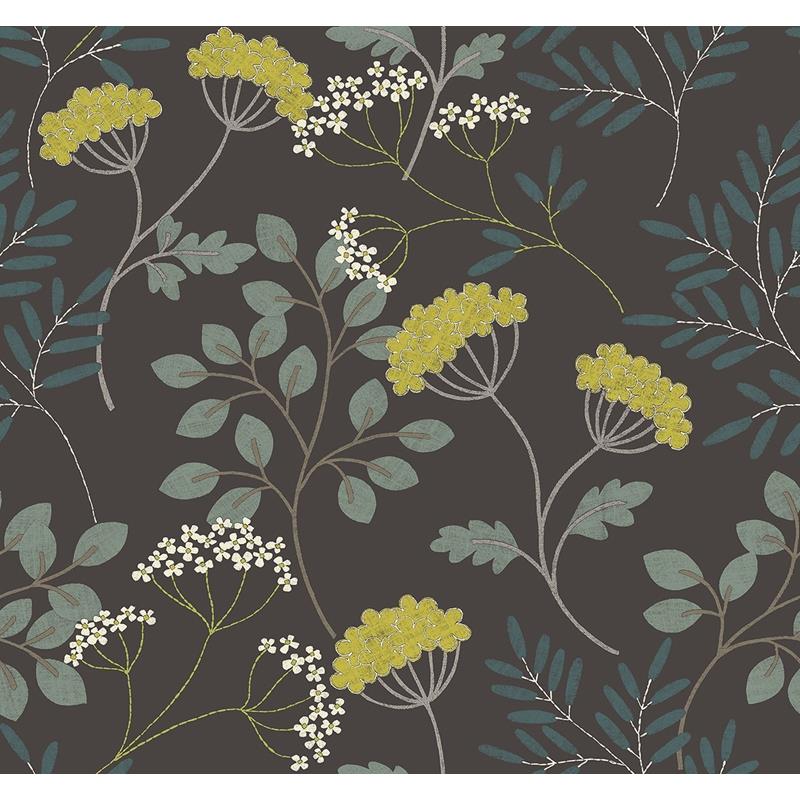 Sample 2975-87544 Scott Living II, Sorrel Black Botanical by A-Street Prints Wallpaper