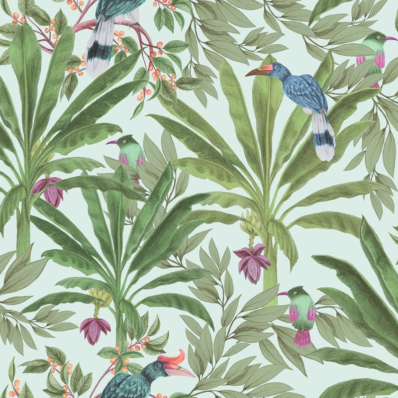 Sample DD139189 Design Department, Carola Green Jungle Tropics Wallpaper by Brewster