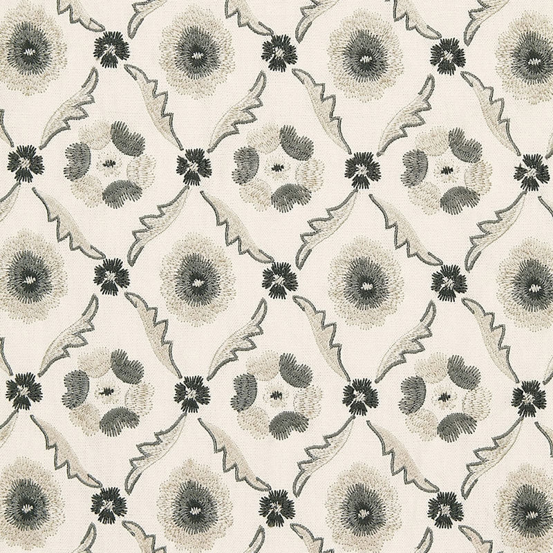 Looking 65743 Claremont Embroidery Grisaille by Schumacher Fabric