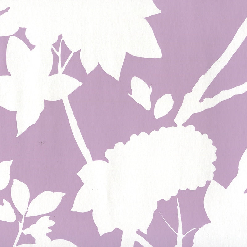 Sample 306184W Happy Garden Background, Lavender on White by Quadrille Wallpaper