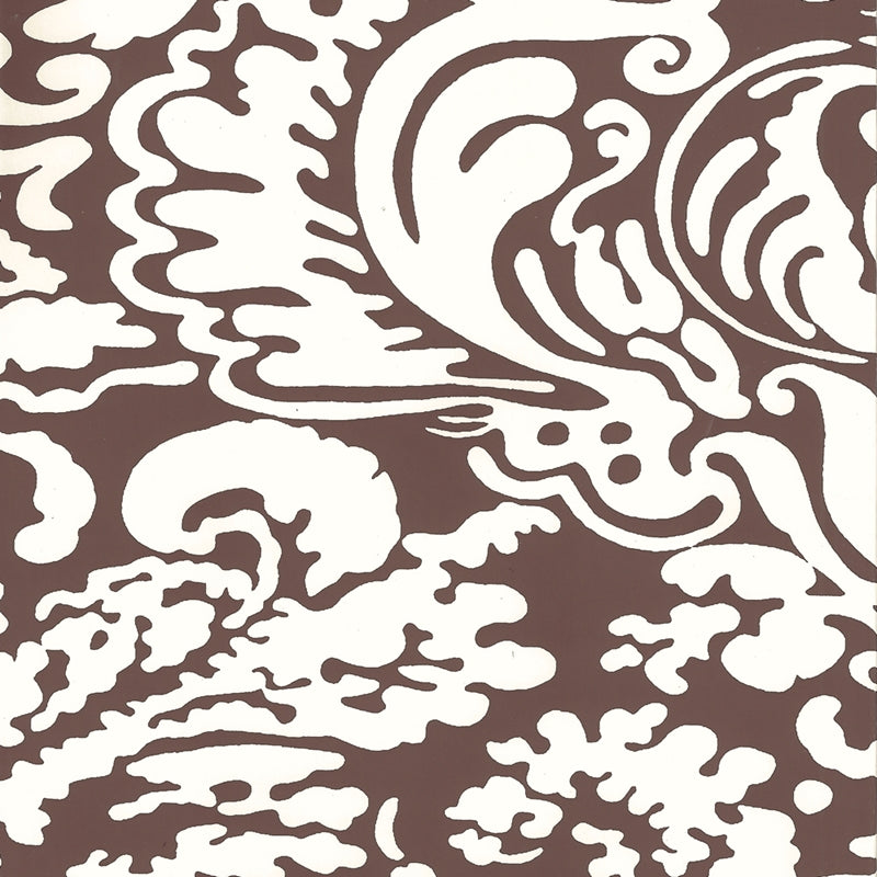 View 2335-34WP San Marco Reverse Brown on Off White by Quadrille Wallpaper