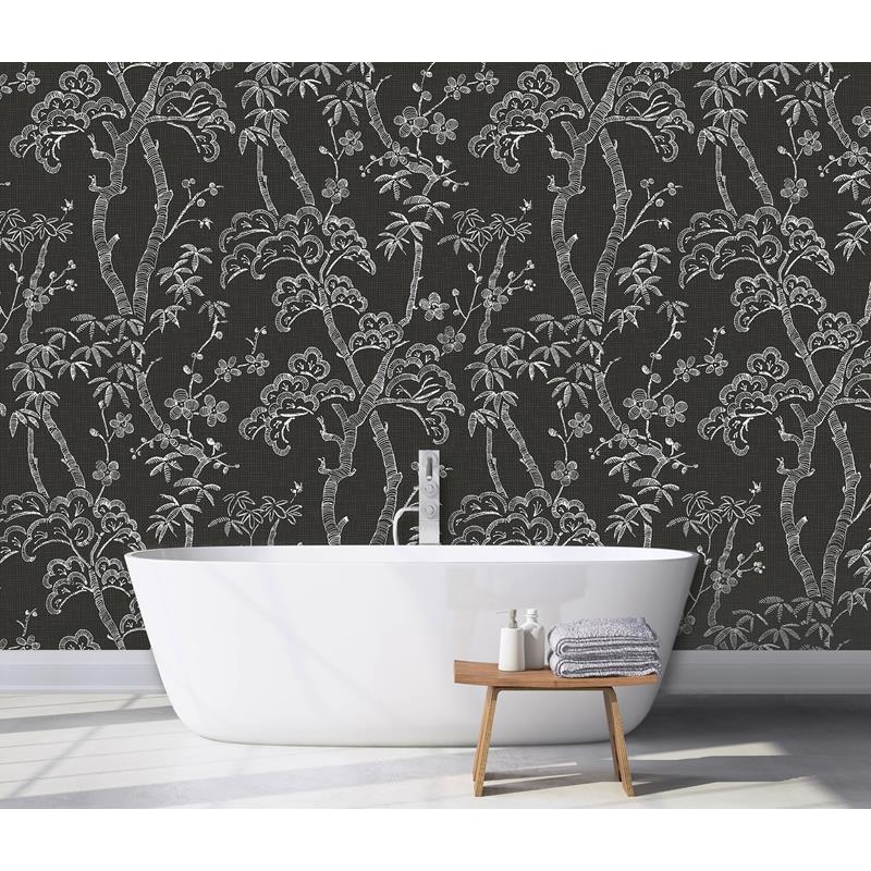 Acquire ASTM3919 Katie Hunt Storybook Forest Charcoal Grey Wall Mural by Katie Hunt x A-Street Prints Wallpaper
