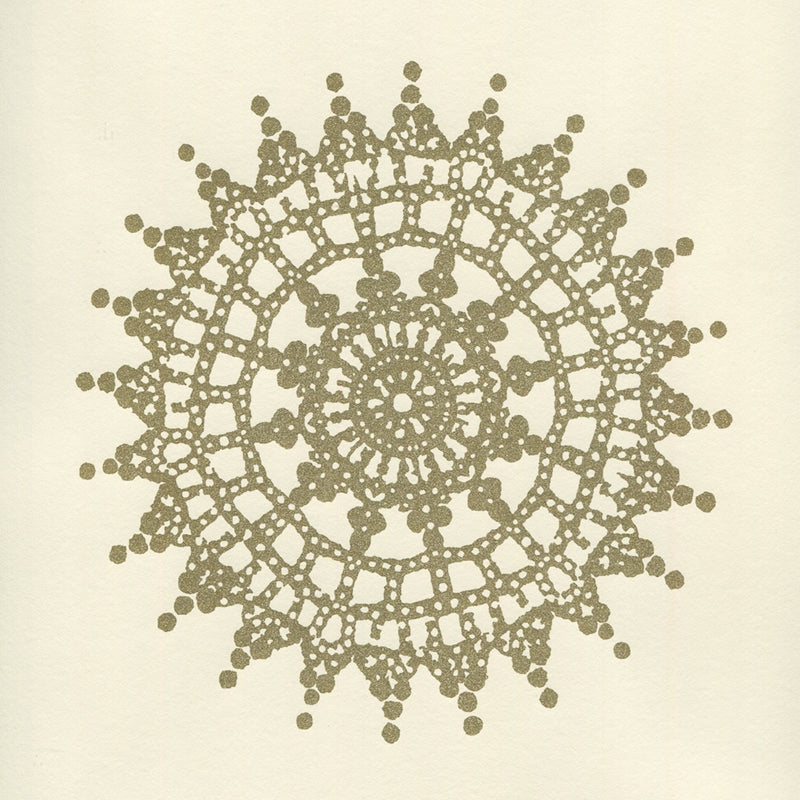 Sample HC1310W-11OWP Jeanne Medallion, Gold On Off White by Quadrille Wallpaper