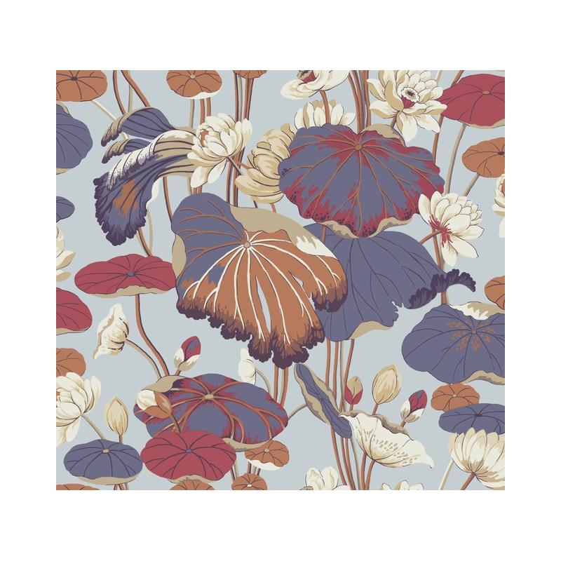 Sample GO8291 Lotus Pond Sky/ Multi, Greenhouse by York Wallpaper