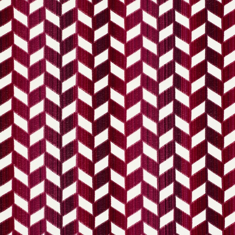 Purchase sample of 72812 Chevron Strie Velvet, Garnet by Schumacher Fabric