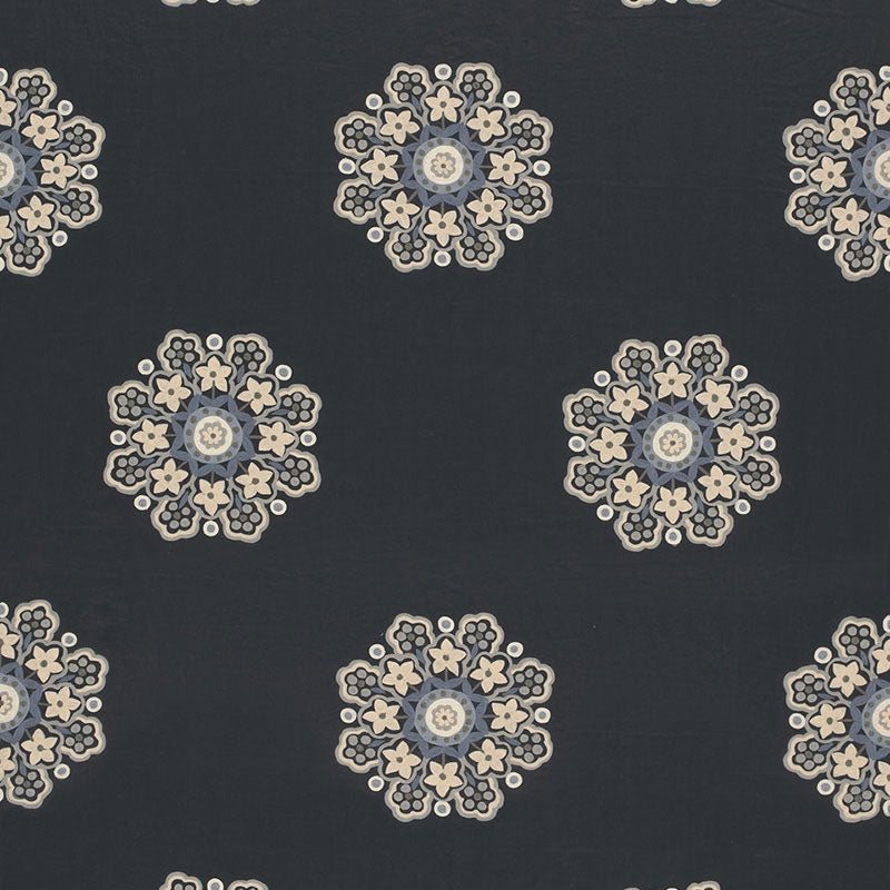 Buy 66820 Chennai Linen Embroidery Midnight by Schumacher Fabric