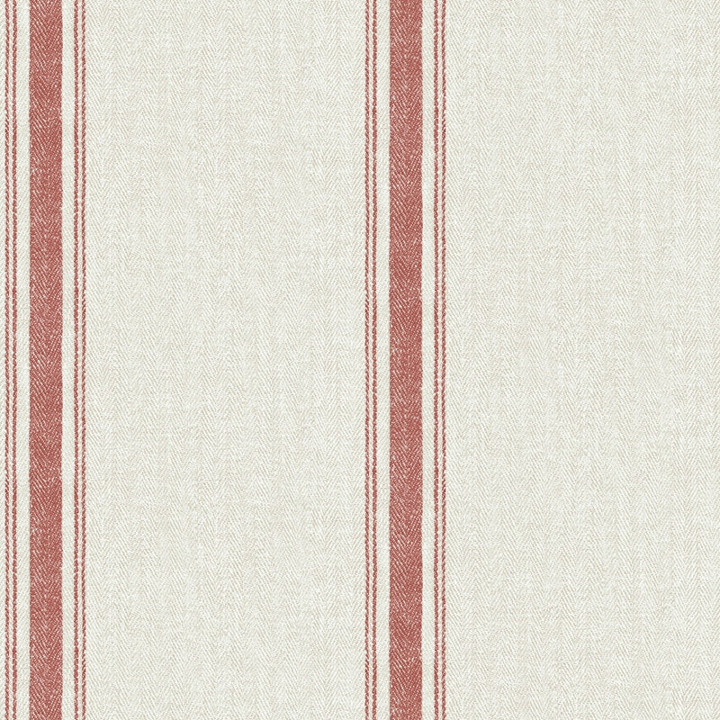 Sample 3115-12464 Farmhouse, Linette Burnt Sienna Fabric Stripe by Chesapeake Wallpaper