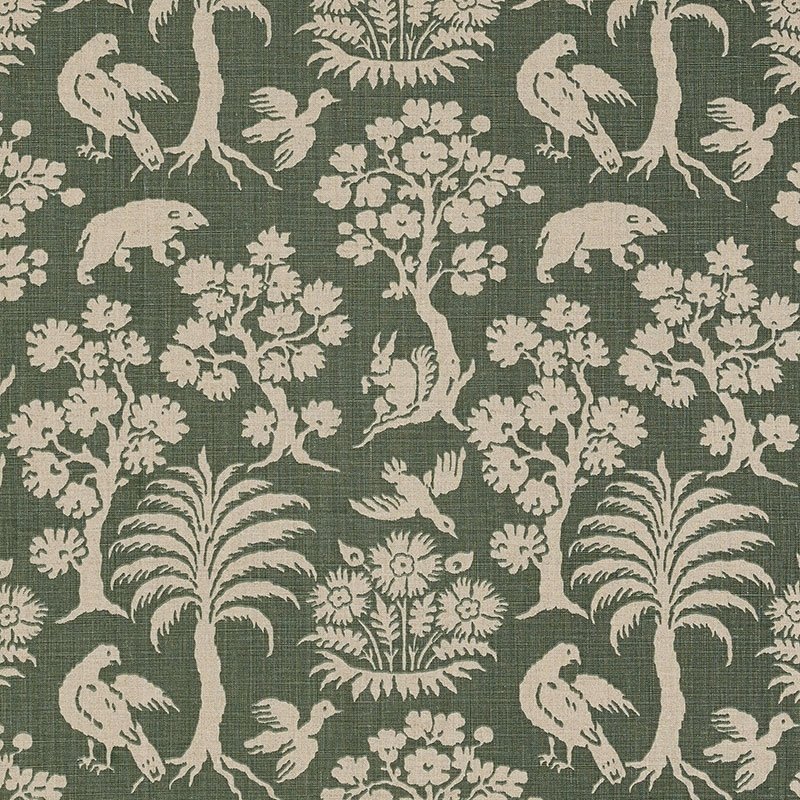 Purchase sample of 176173 Woodland Silhouette, Moss by Schumacher Fabric
