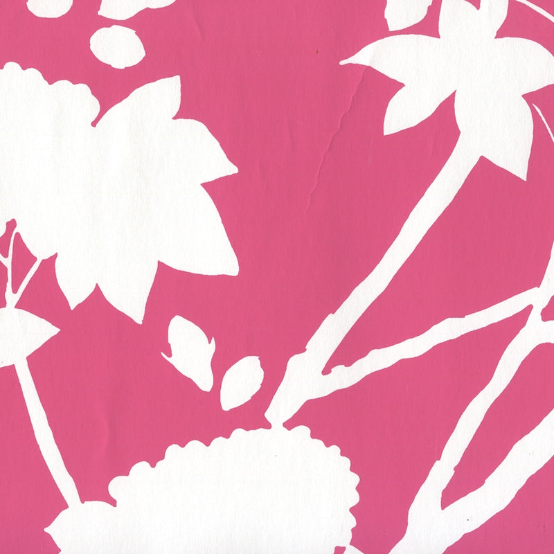 Sample 306187W Happy Garden Background, Magenta On White by Quadrille Wallpaper