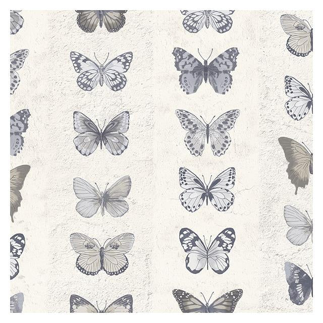 Search G67993 Organic Textures Blue Jewel Butterflies Stripe Wallpaper by Norwall Wallpaper
