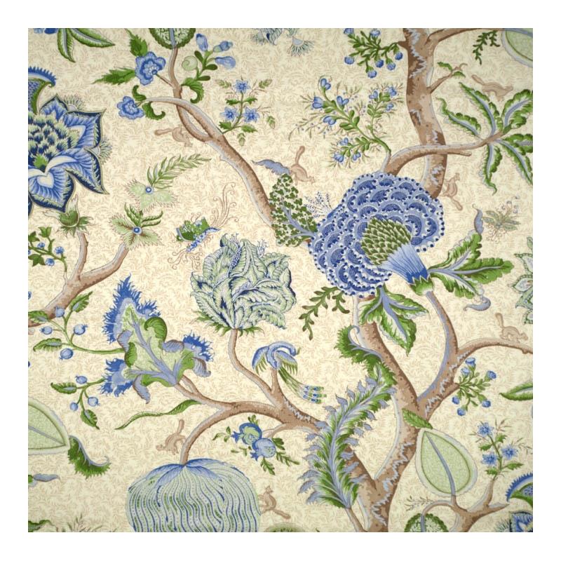 Sample 16430-003 Pondicherry, Blue, Green On Cream by Scalamandre Fabric (SC 000316430)
