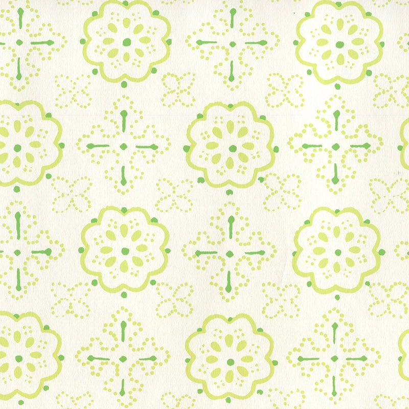Sample 306303W Crawford, Multi Greens On Almost White by Quadrille Wallpaper