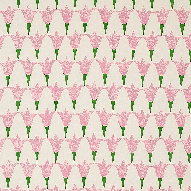Purchase sample of 179820 Tulip Hand Block, Rose and Grass by Schumacher Fabric